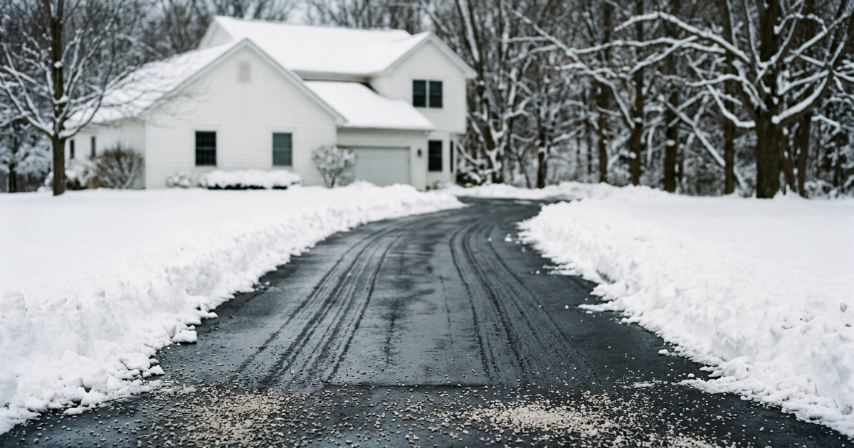 Cleared driveway after professional snow removal service in Metro Detroit